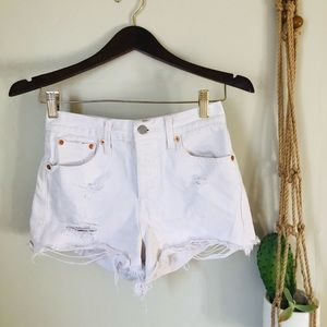 Levi’s 501 White High Rise Cutoff Denim Shorts
